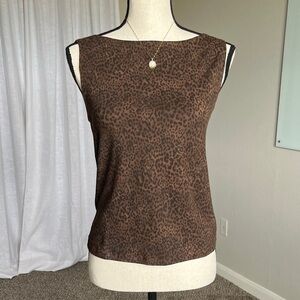 GAP Cheetah Print Boat Neck Tank Top Stretch Cotton Size S/M